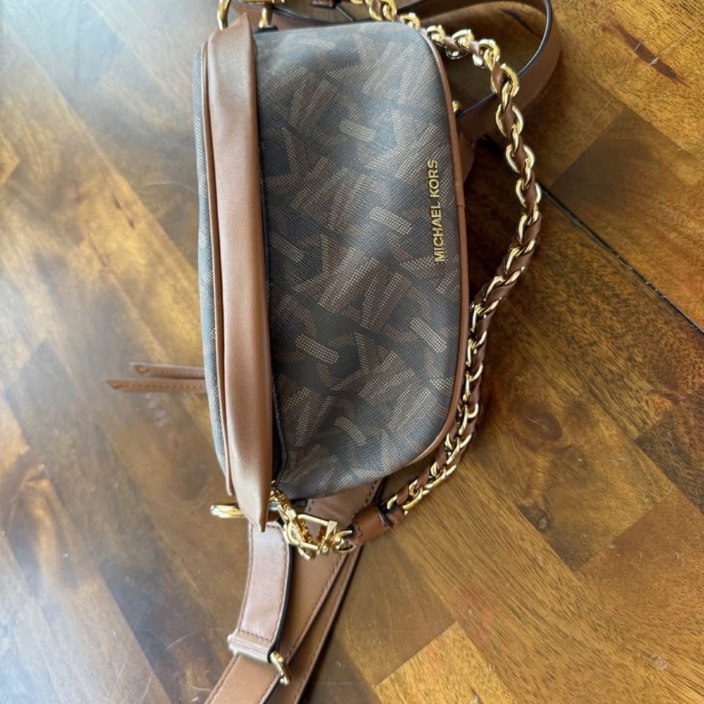 Michael Kors Brown and Gold Crossbody Bag
